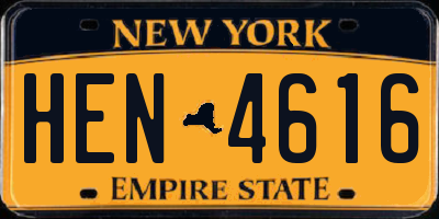 NY license plate HEN4616