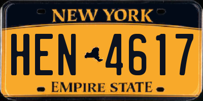 NY license plate HEN4617