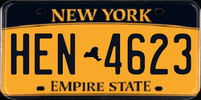 NY license plate HEN4623