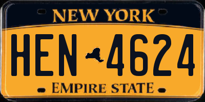 NY license plate HEN4624