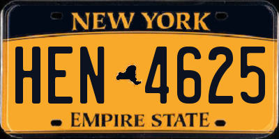 NY license plate HEN4625