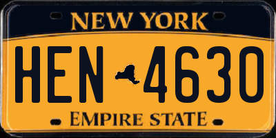 NY license plate HEN4630