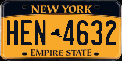 NY license plate HEN4632