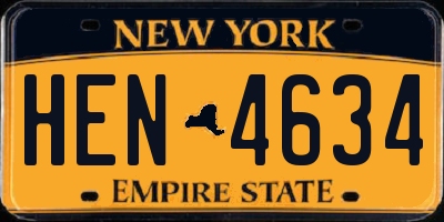 NY license plate HEN4634