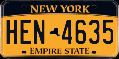 NY license plate HEN4635