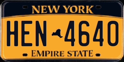 NY license plate HEN4640