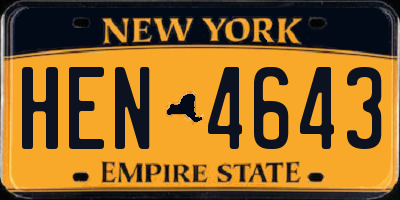 NY license plate HEN4643