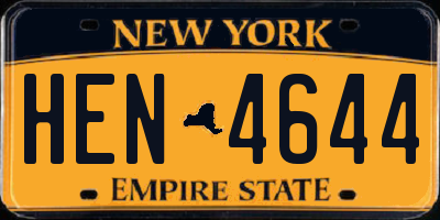 NY license plate HEN4644