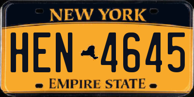 NY license plate HEN4645