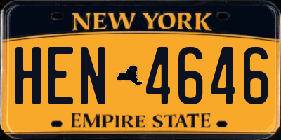 NY license plate HEN4646