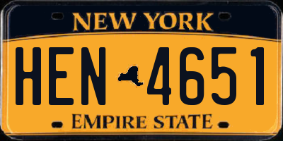 NY license plate HEN4651