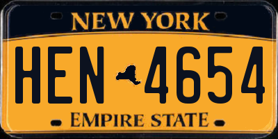 NY license plate HEN4654