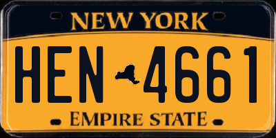 NY license plate HEN4661
