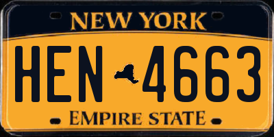 NY license plate HEN4663