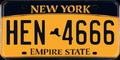 NY license plate HEN4666