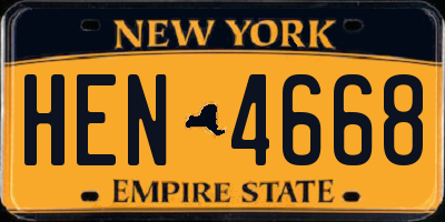 NY license plate HEN4668