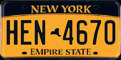 NY license plate HEN4670