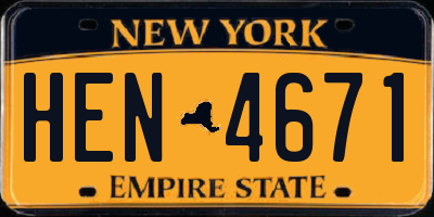 NY license plate HEN4671