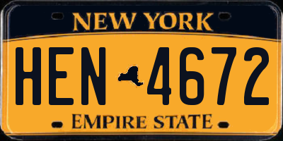 NY license plate HEN4672