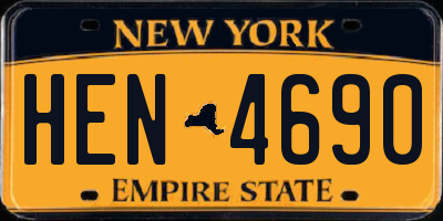 NY license plate HEN4690
