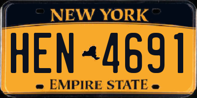 NY license plate HEN4691