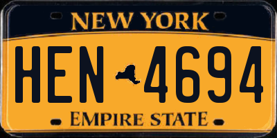 NY license plate HEN4694