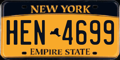 NY license plate HEN4699