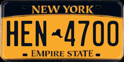 NY license plate HEN4700