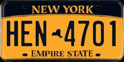 NY license plate HEN4701