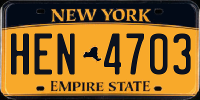 NY license plate HEN4703