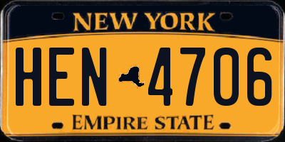 NY license plate HEN4706