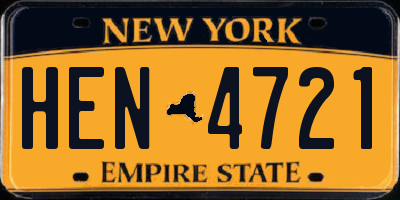 NY license plate HEN4721