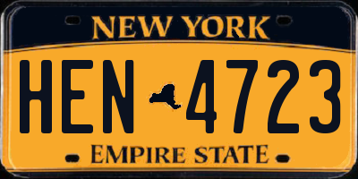 NY license plate HEN4723