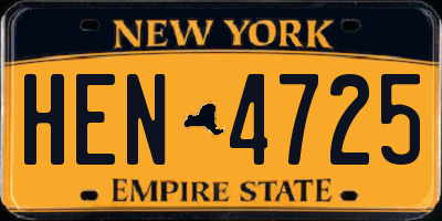 NY license plate HEN4725