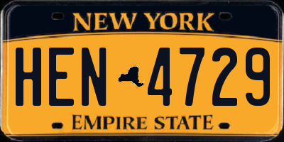 NY license plate HEN4729