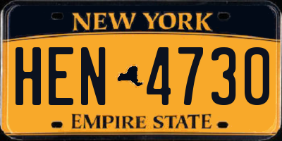 NY license plate HEN4730