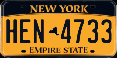 NY license plate HEN4733