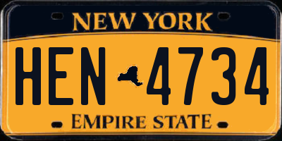 NY license plate HEN4734
