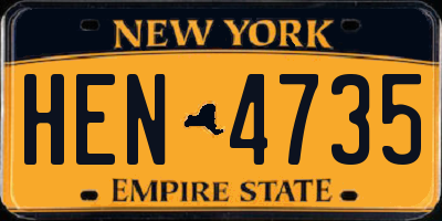 NY license plate HEN4735