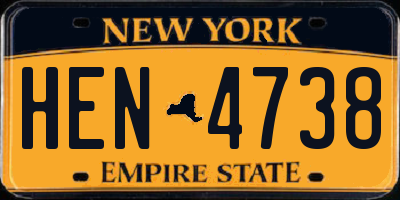 NY license plate HEN4738
