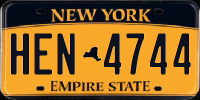 NY license plate HEN4744