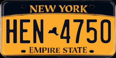 NY license plate HEN4750