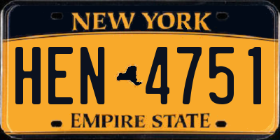 NY license plate HEN4751