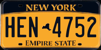 NY license plate HEN4752