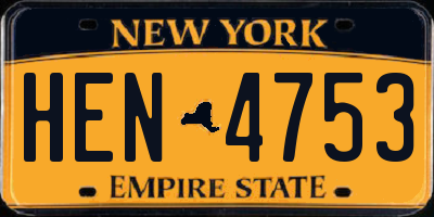 NY license plate HEN4753