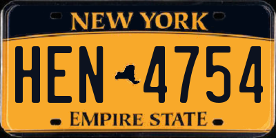 NY license plate HEN4754