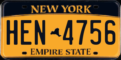 NY license plate HEN4756