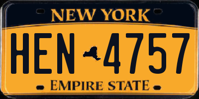 NY license plate HEN4757