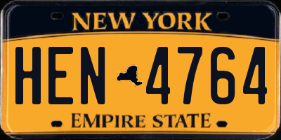 NY license plate HEN4764