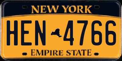 NY license plate HEN4766
